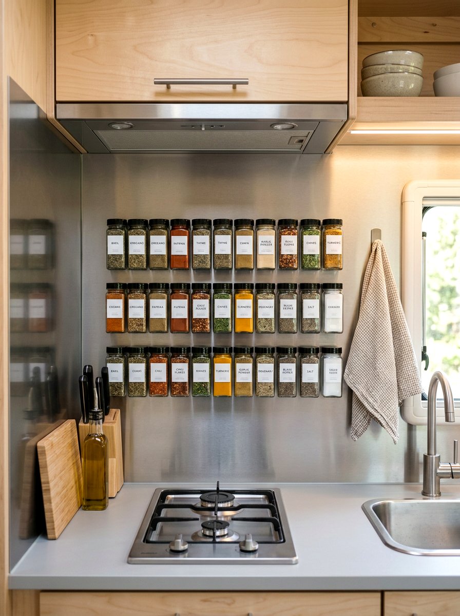 Magnetic Spice Rack - 25 Spring Camper Decor Ideas