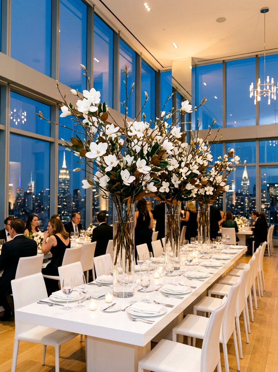 Magnolia Branch Centerpiece - 25 Spring Wedding Flower Ideas