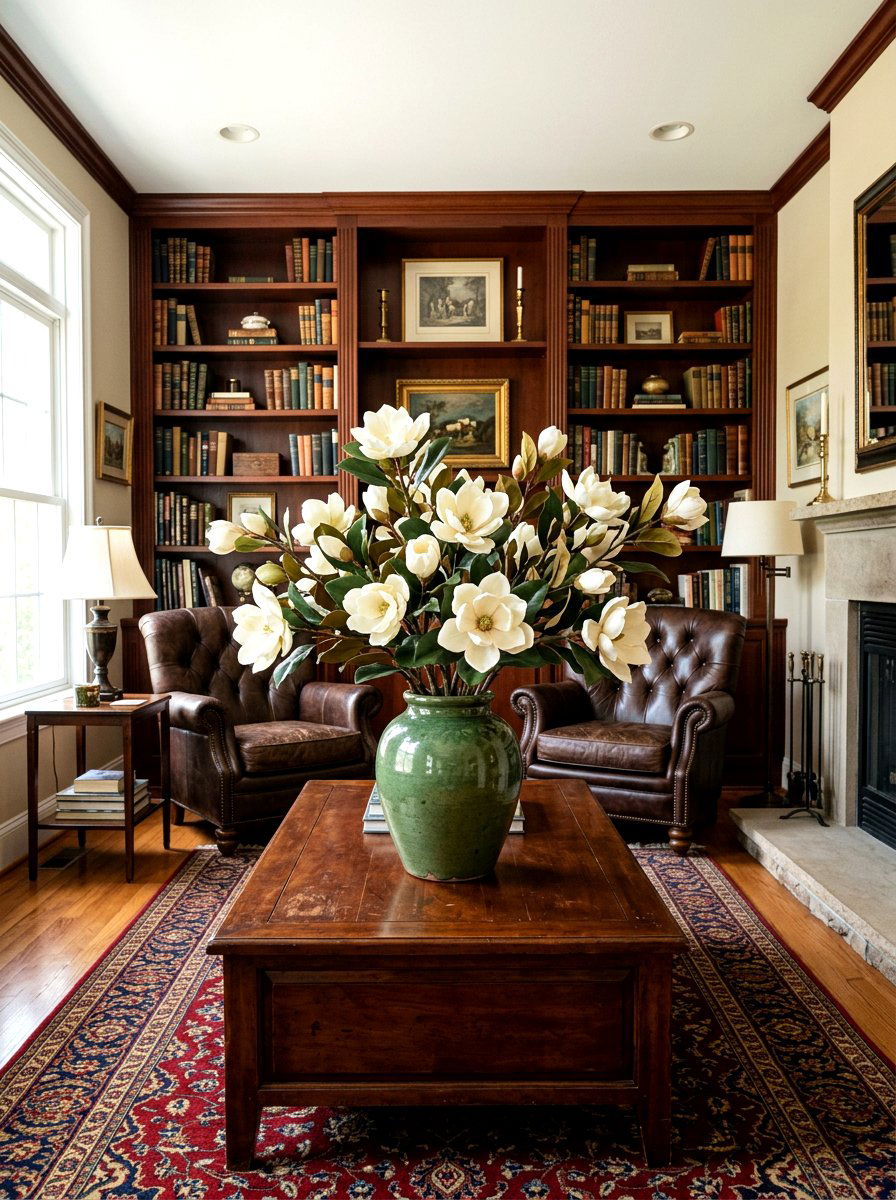 Magnolia Branch Living Room - 25 Spring Silk Flower Arrangement Ideas