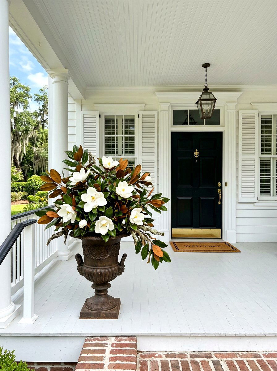 Magnolia Branch Urn - 25 Spring Porch Urn Ideas