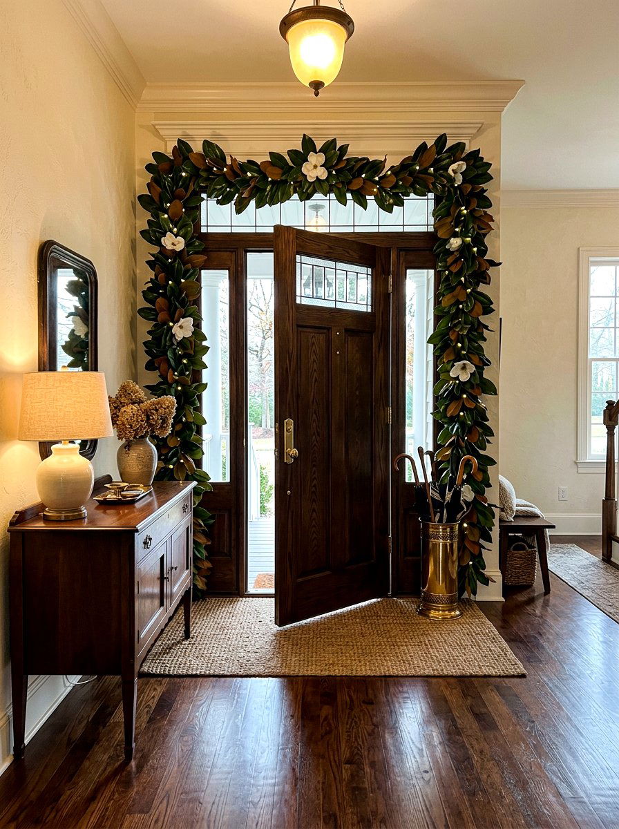 Magnolia Garland For Door Frame - 25 Spring Greenery Garland Ideas