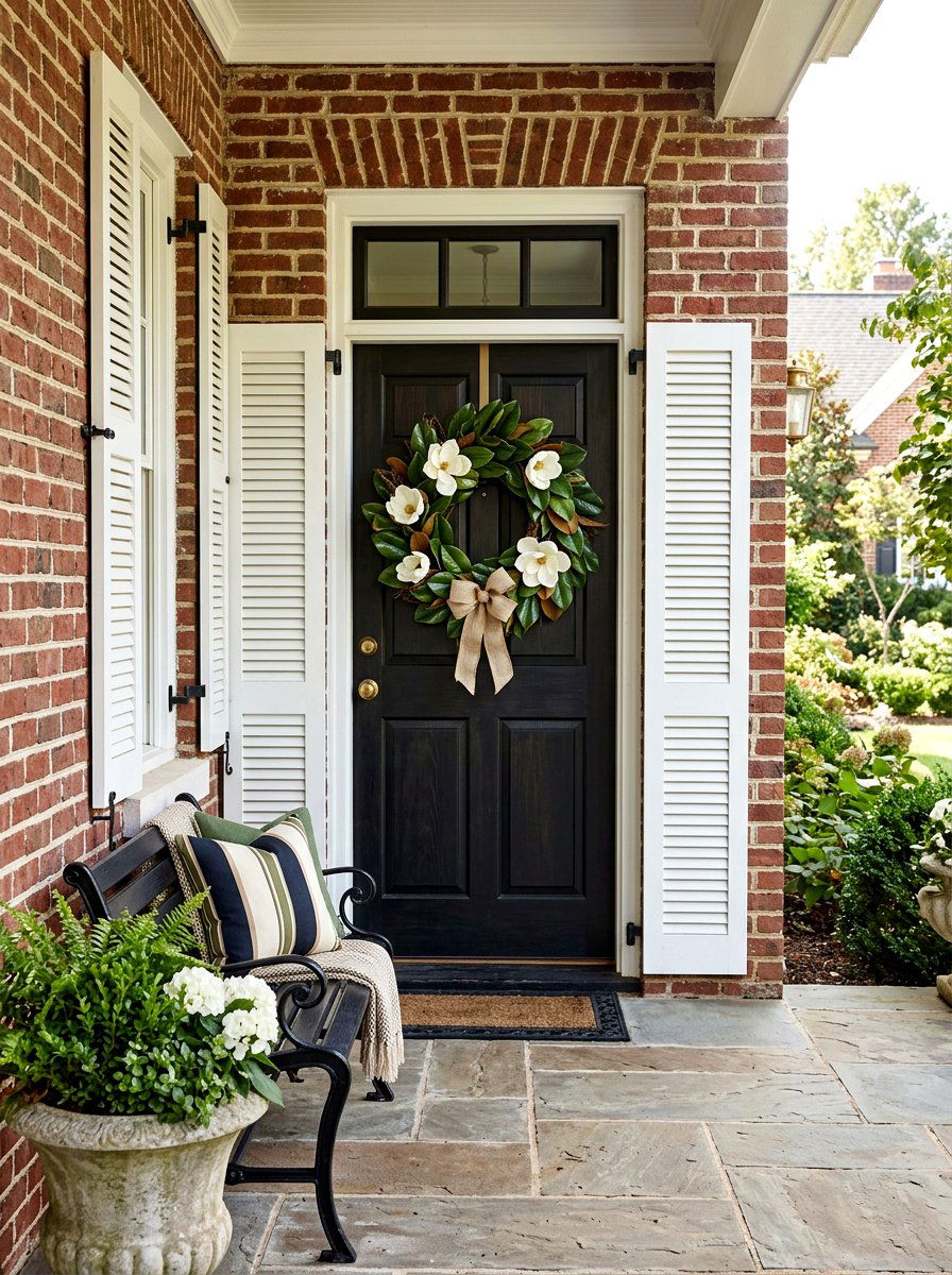 Magnolia Grapevine Wreath - 25 Spring Grapevine Door Ideas