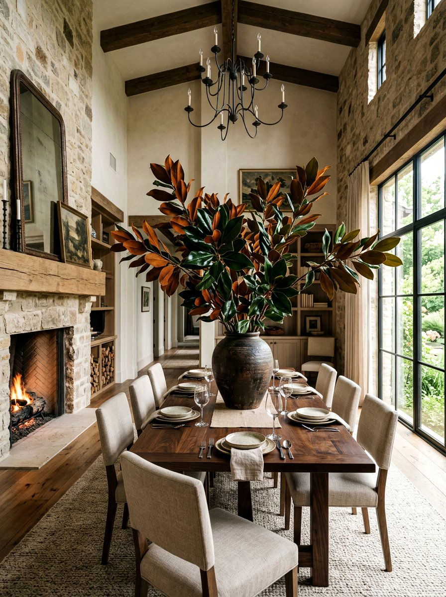 Magnolia Leaf Arrangement - 25 Spring Greenery Centerpiece Ideas