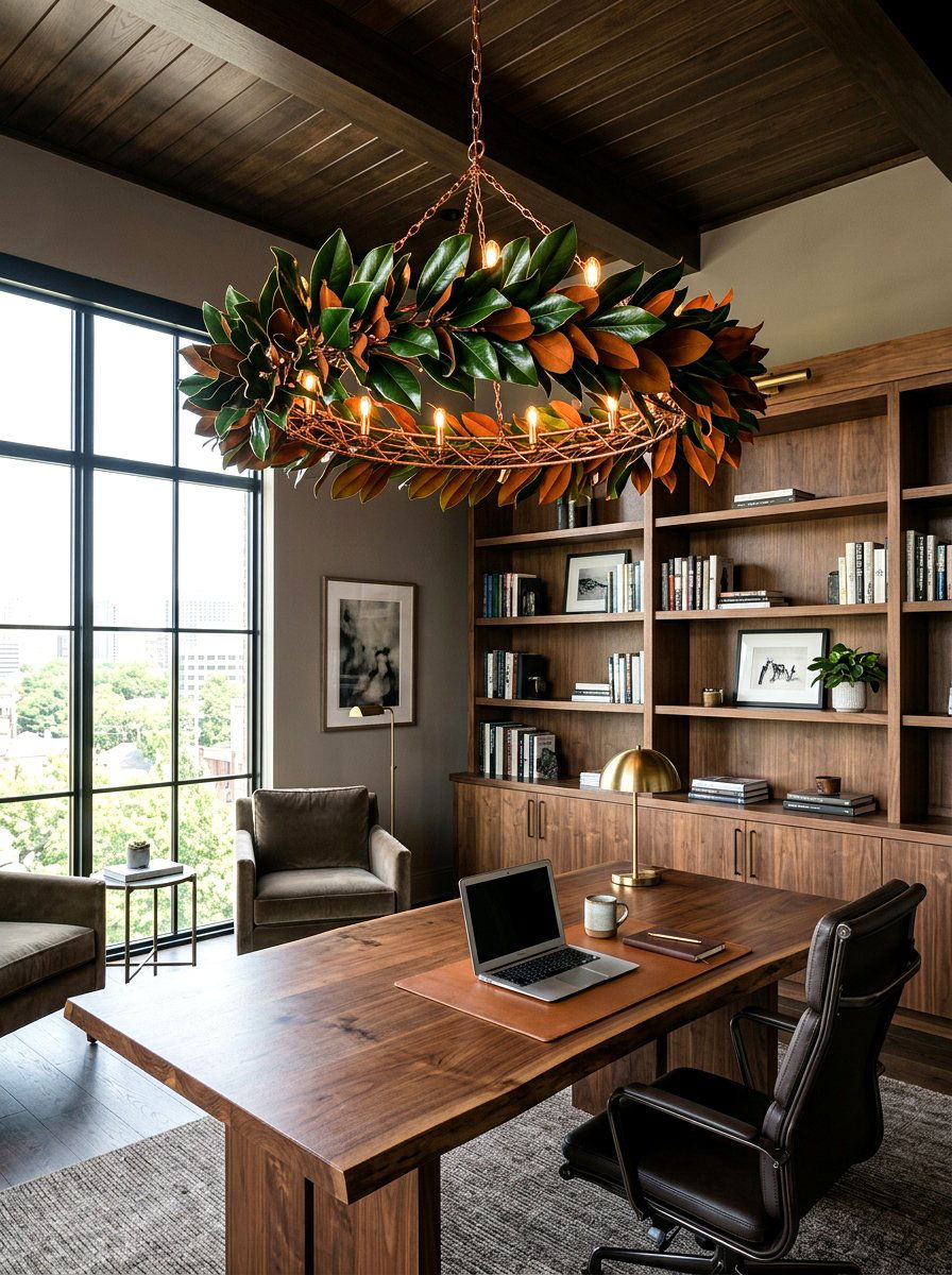 Magnolia Leaf Chandelier - 25 Spring Chandelier Wreath Ideas