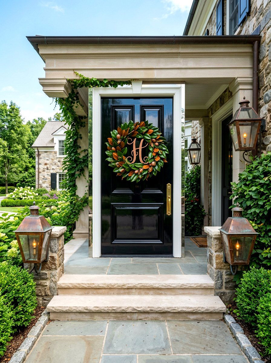 Magnolia Leaf Initial Wreath - 25 Spring Initial Wreath Ideas