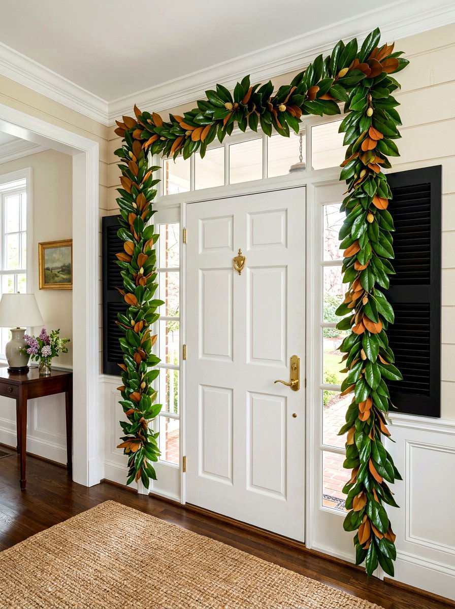 Magnolia Leaf Spring Garland - 25 Spring Door Garland Ideas