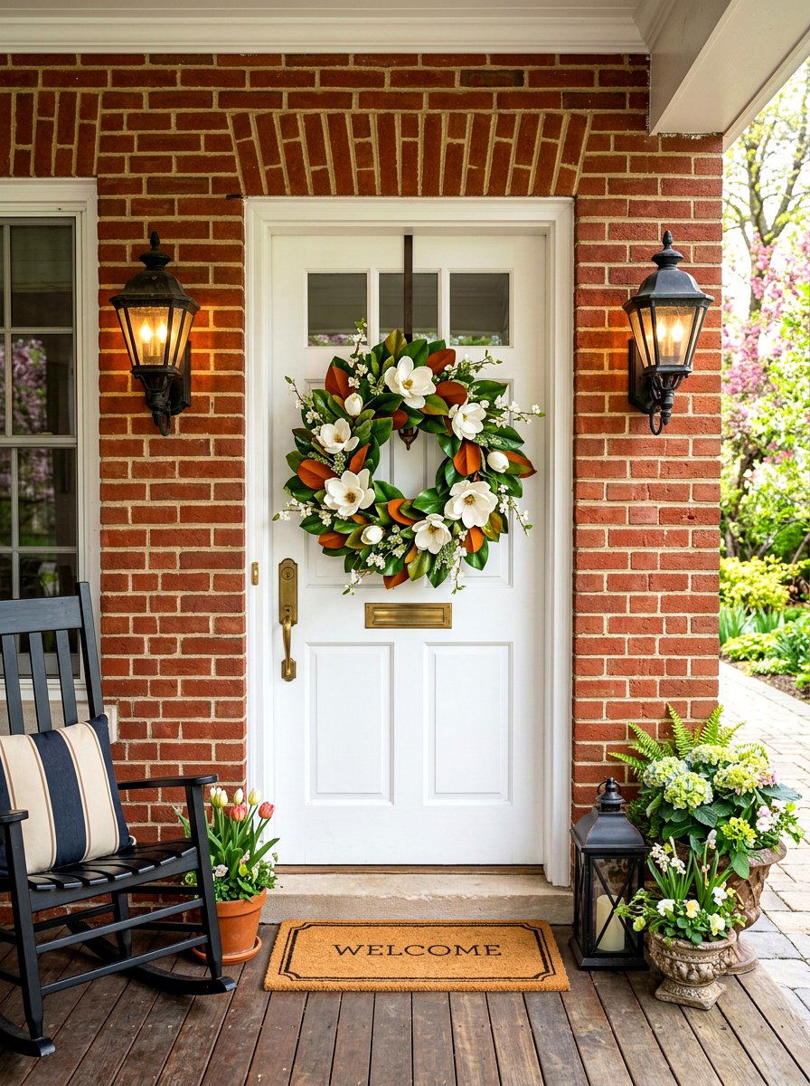 Magnolia Leaf Spring Wreath - 25 Spring Outdoor Wreath Ideas