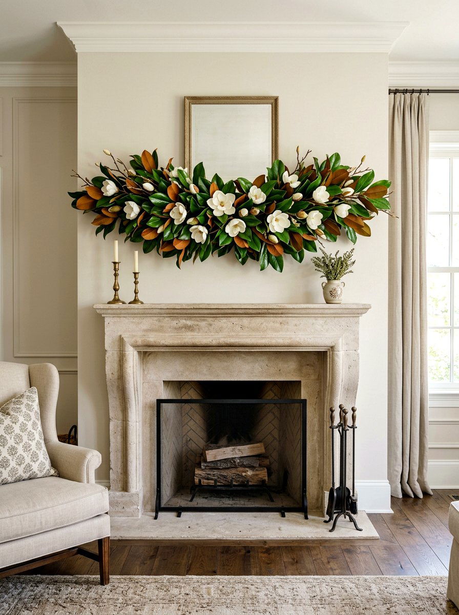 Magnolia Leaf Swag - 25 Spring Swag Arrangement Ideas
