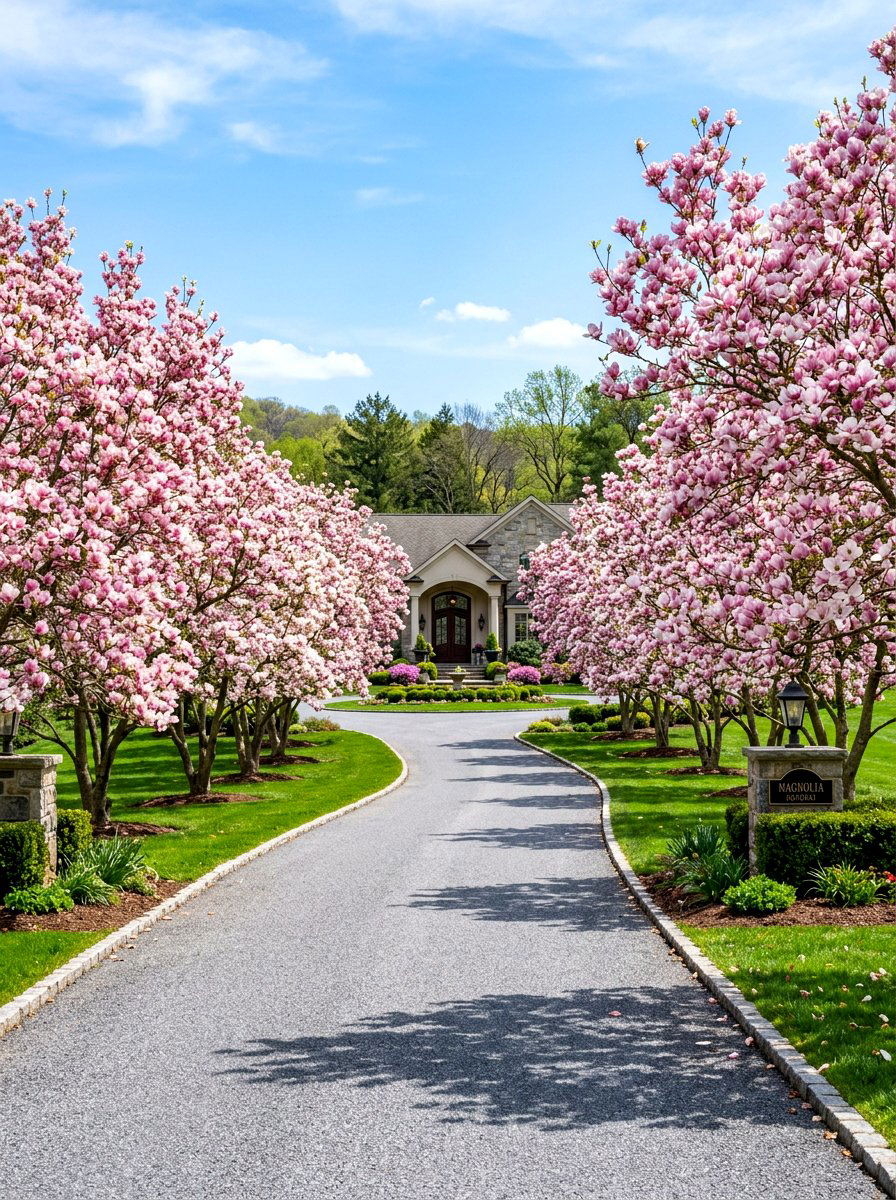 Magnolia Tree Driveway Border - 25 Spring Magnolia Tree Ideas