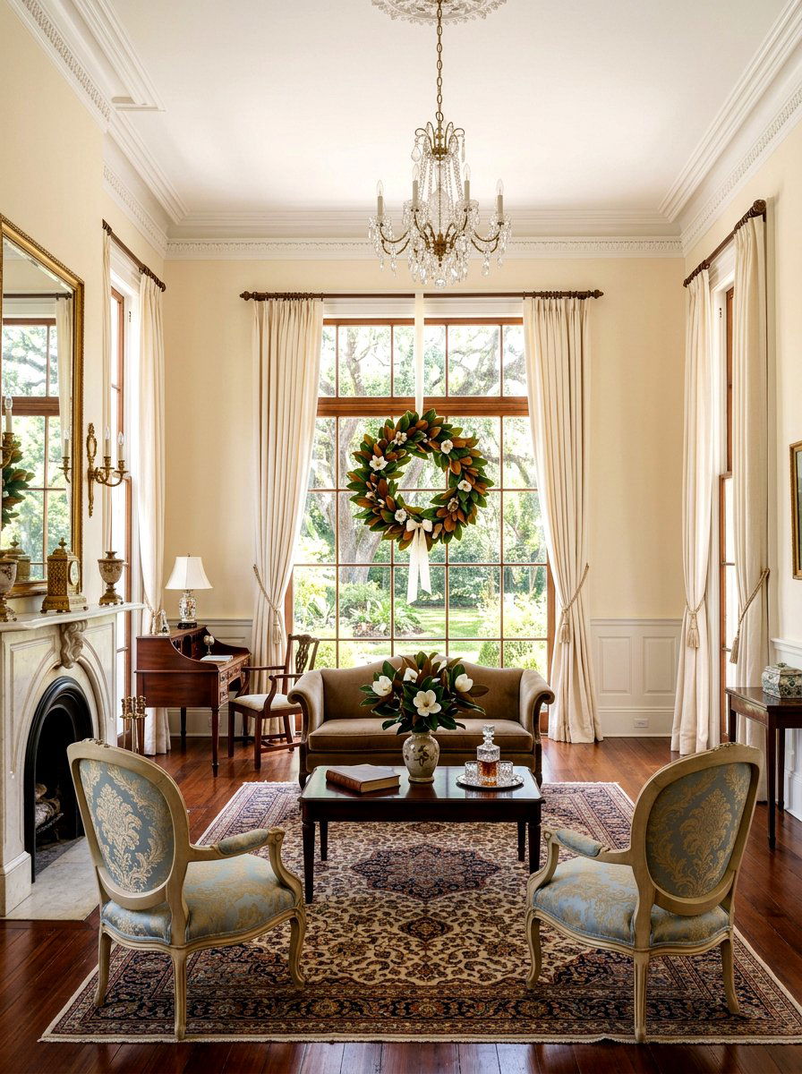 Magnolia Window Wreath - 25 Spring Window Wreath Ideas