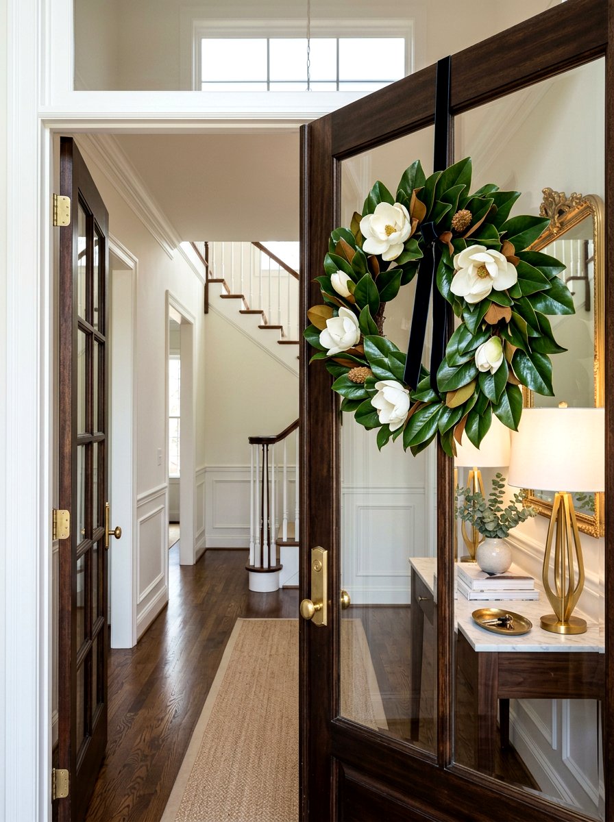 Magnolia Wreath - 25 Spring French Door Decor Ideas