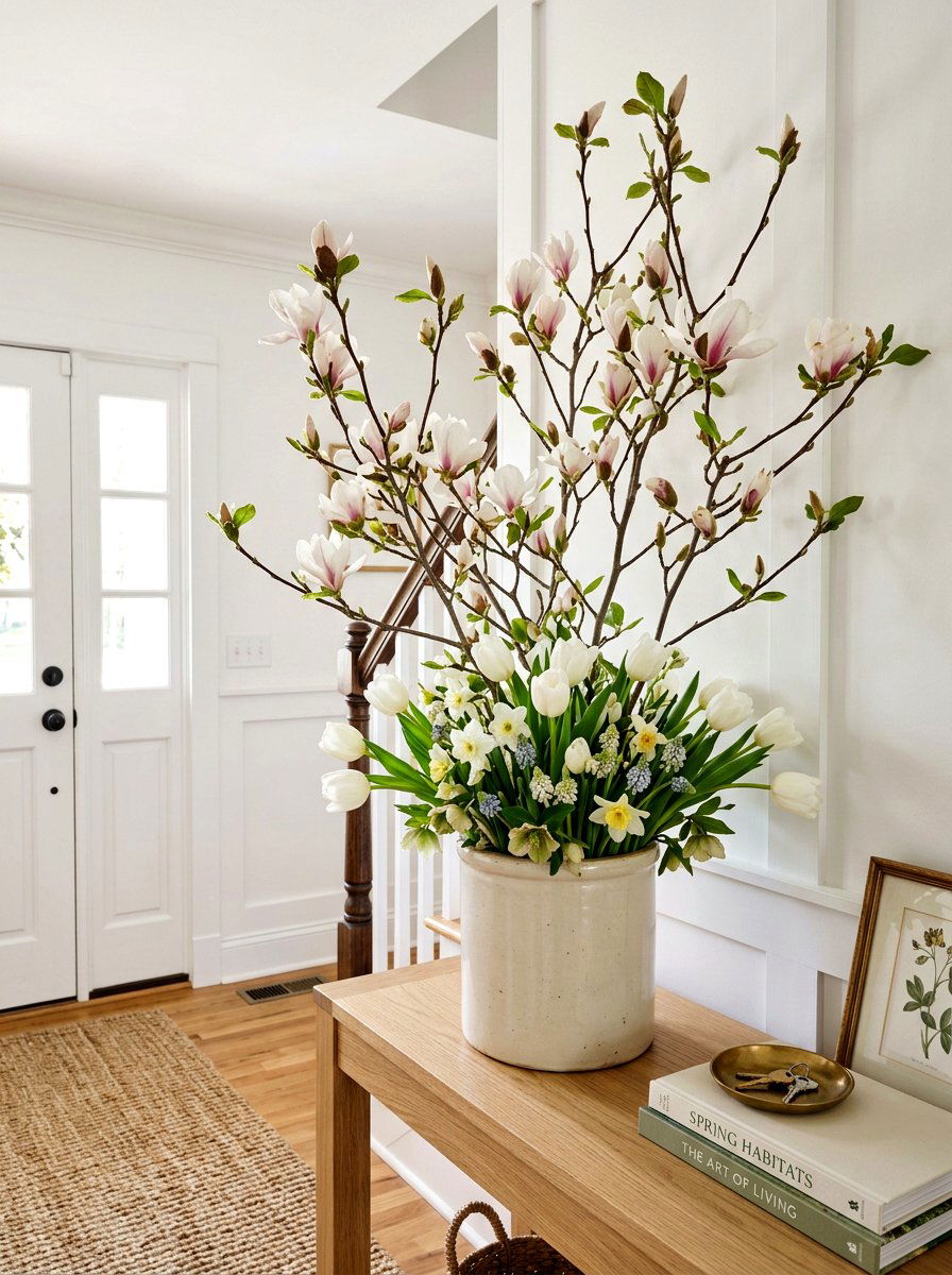 Magnolia branch with spring bulbs - 25 Spring Magnolia Branch Ideas