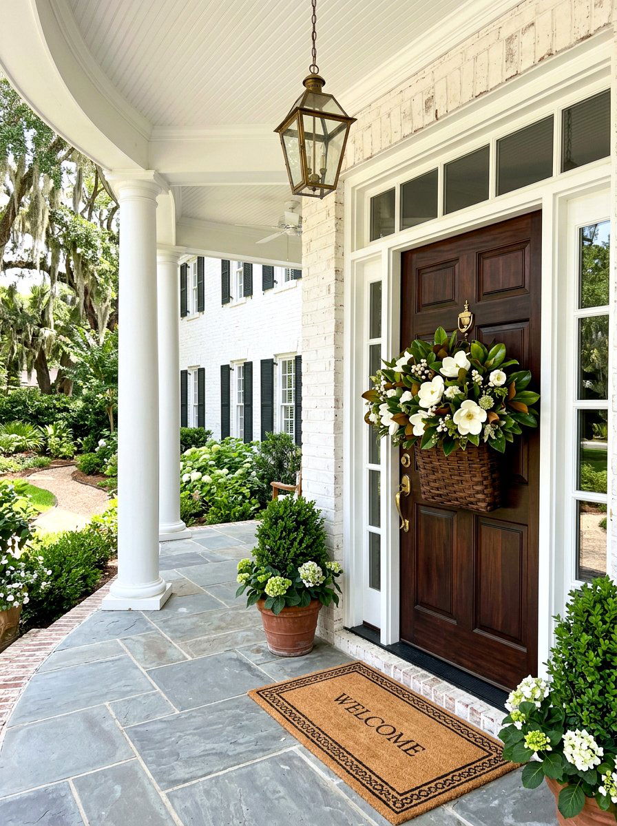 Magnolia door basket - 25 Spring Hanging Basket Door Ideas