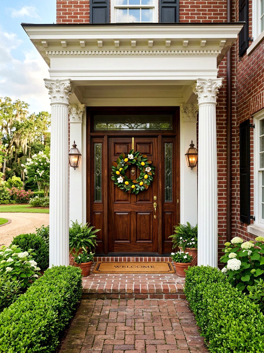 Magnolia leaf and lemon wreath - 25 Spring Lemon Wreath Ideas