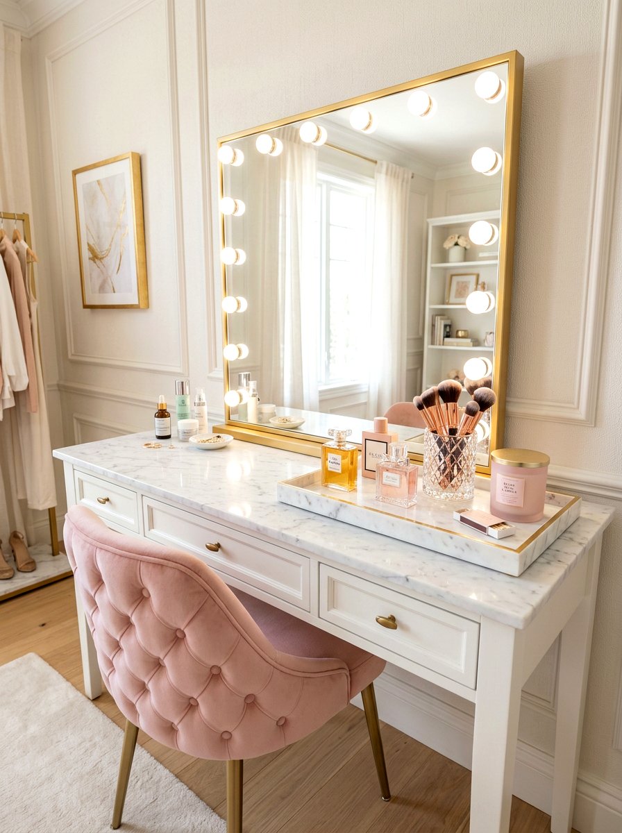 Makeup Vanity Marble Tray - 25 Spring Marble Tray Decor Ideas