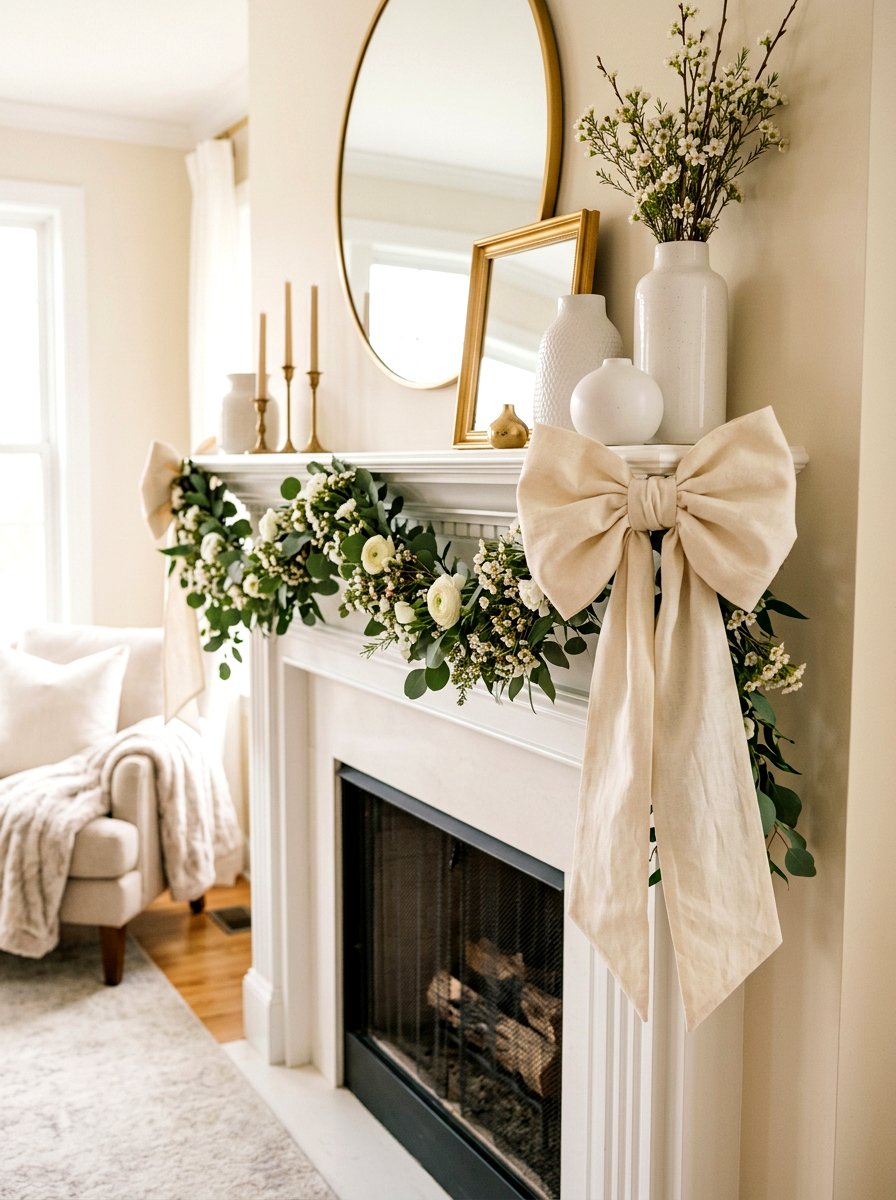 Mantel Bow - 25 Spring Bow Decor Ideas
