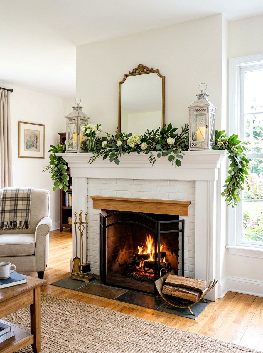 Mantel Lantern Garland - 25 Spring Lantern Decor Ideas
