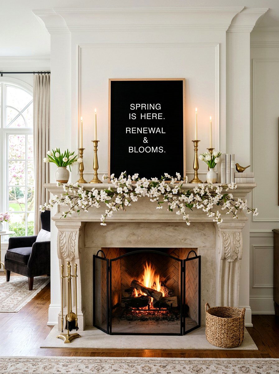 Mantel Spring Decor - 25 Spring Letter Board Ideas