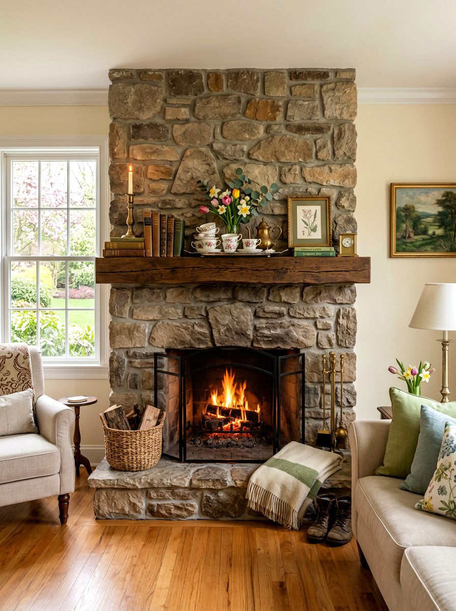 Mantel Teacup Arrangement - 25 Spring Teacup Decor Ideas