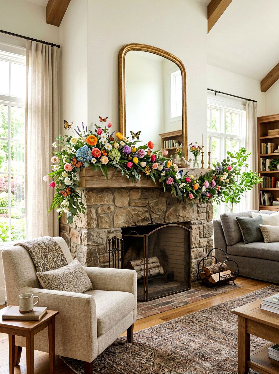 Mantle Butterfly Garland - 25 Spring Butterfly Garland Ideas