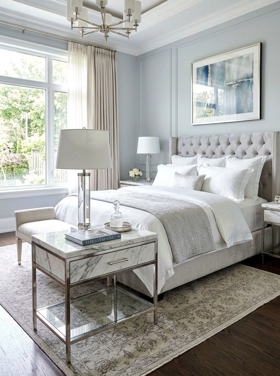 Marble Nightstand - 25 Spring Bedroom Nightstand Styling Ideas