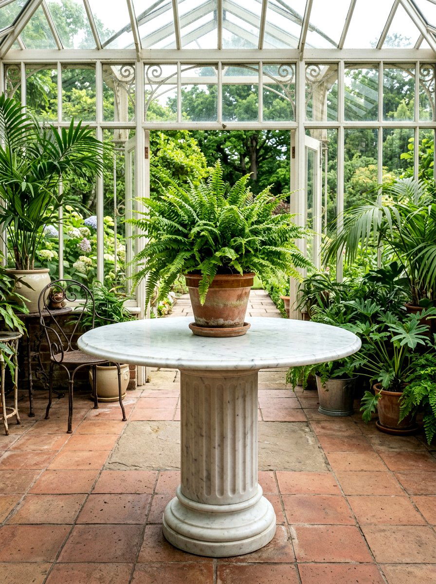 Marble Pedestal Table - 25 Spring Conservatory Decor Ideas