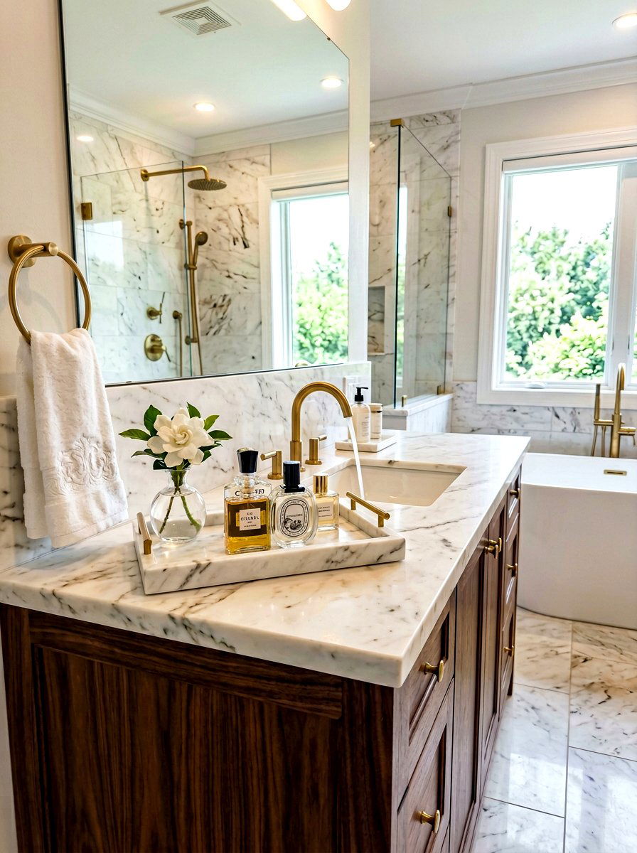 Marble Tray Bathroom Organizer - 25 Spring Bathroom Vanity Decor Ideas