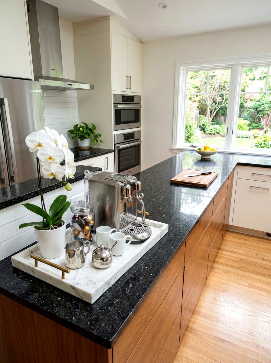 Marble Tray Coffee Station - 25 Spring Tray Decor Ideas