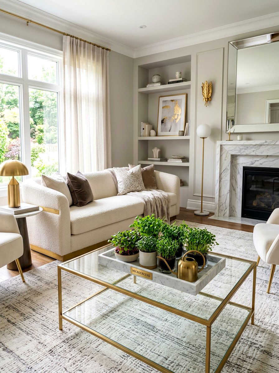 Marble Tray Microgreen Display - 25 Spring Microgreen Decor Ideas