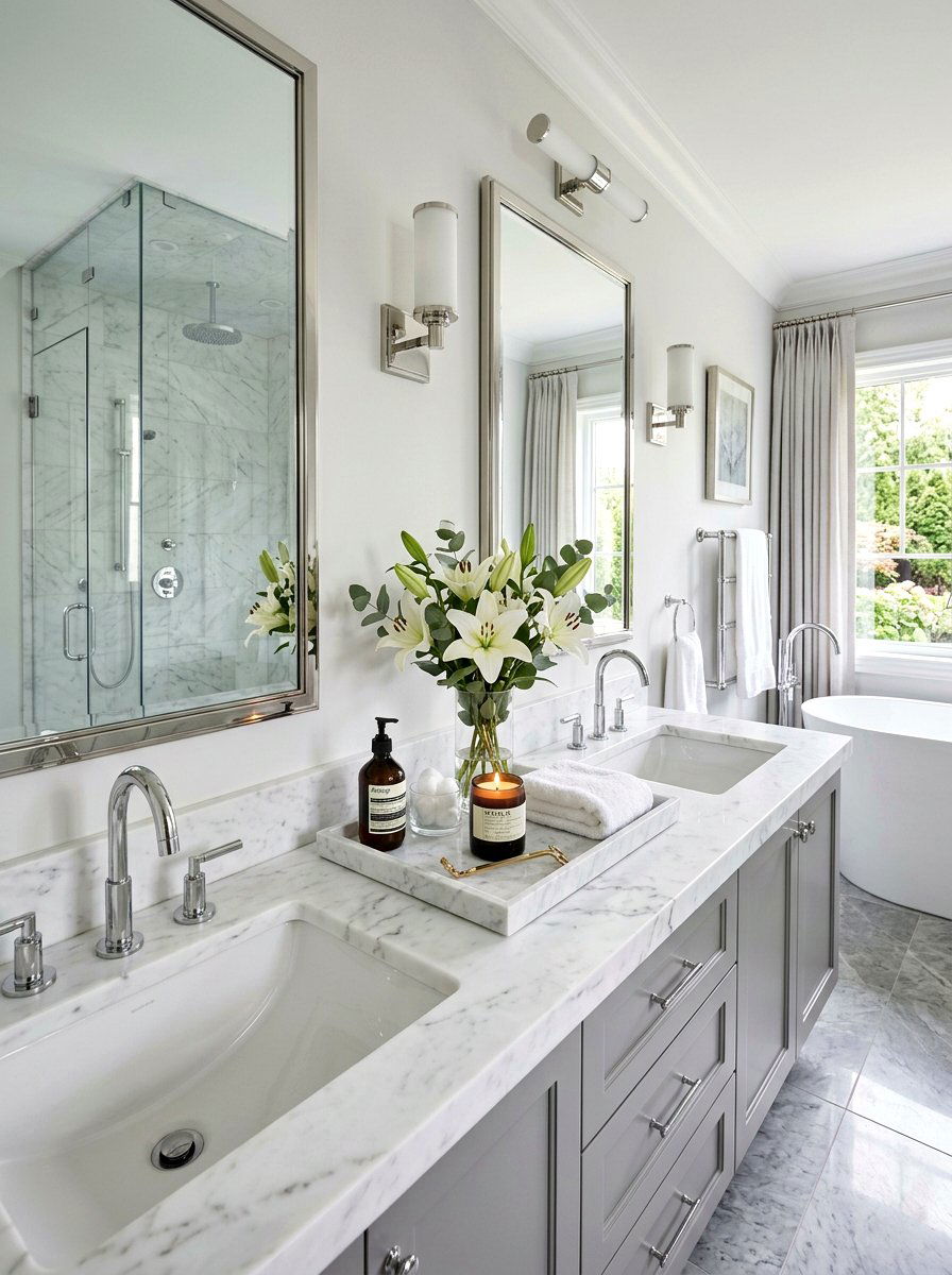 Marble Tray Vanity Display - 25 Spring Candle Arrangement Ideas