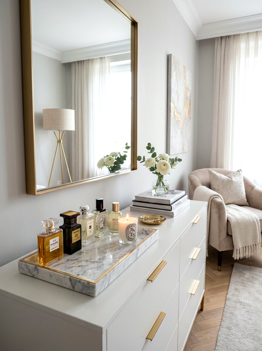 Marble Vanity Tray - 25 Spring Dresser Top Decor Ideas