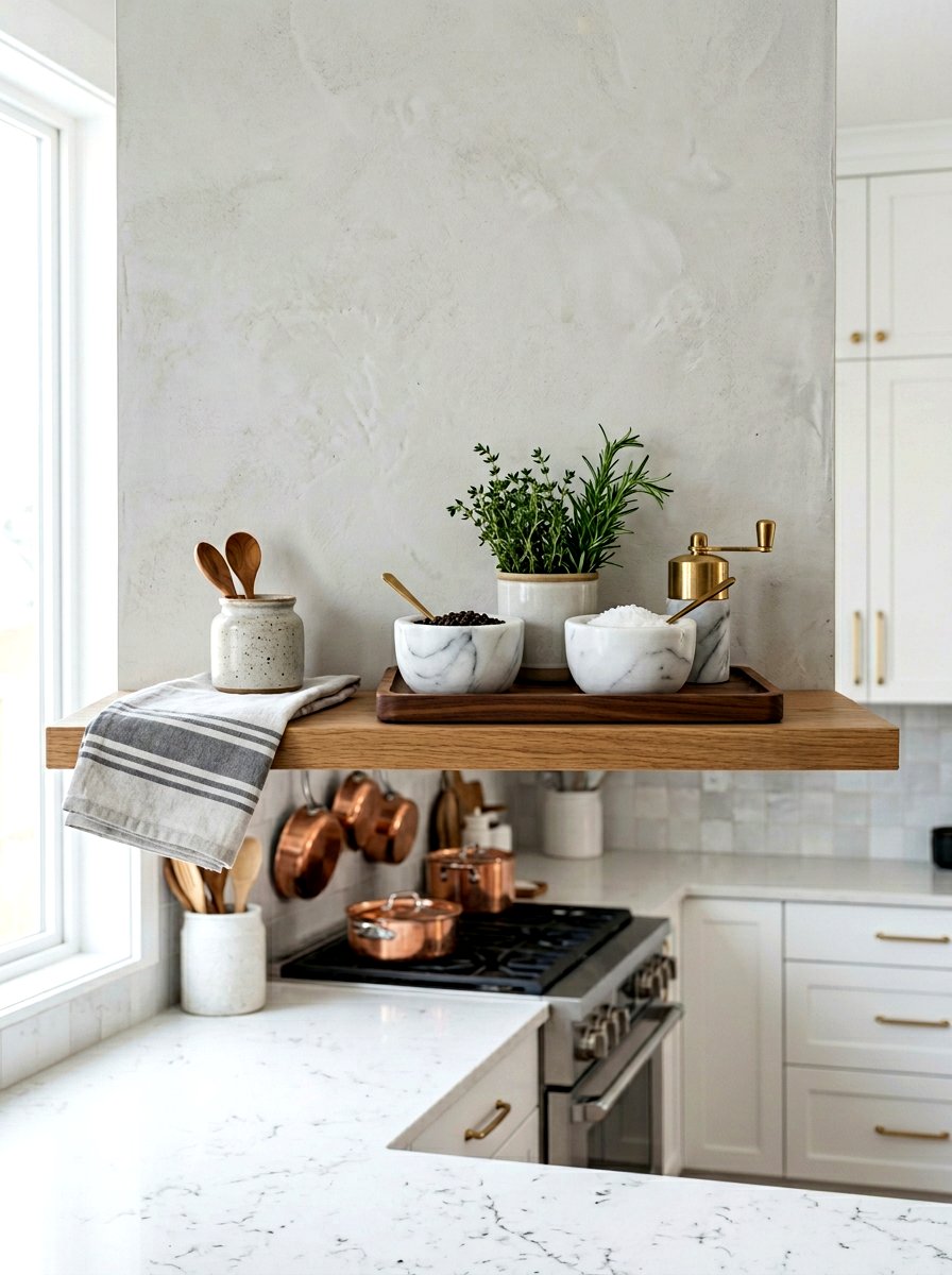 Marble salt and pepper cellars - 25 Spring Kitchen Shelf Decor Ideas