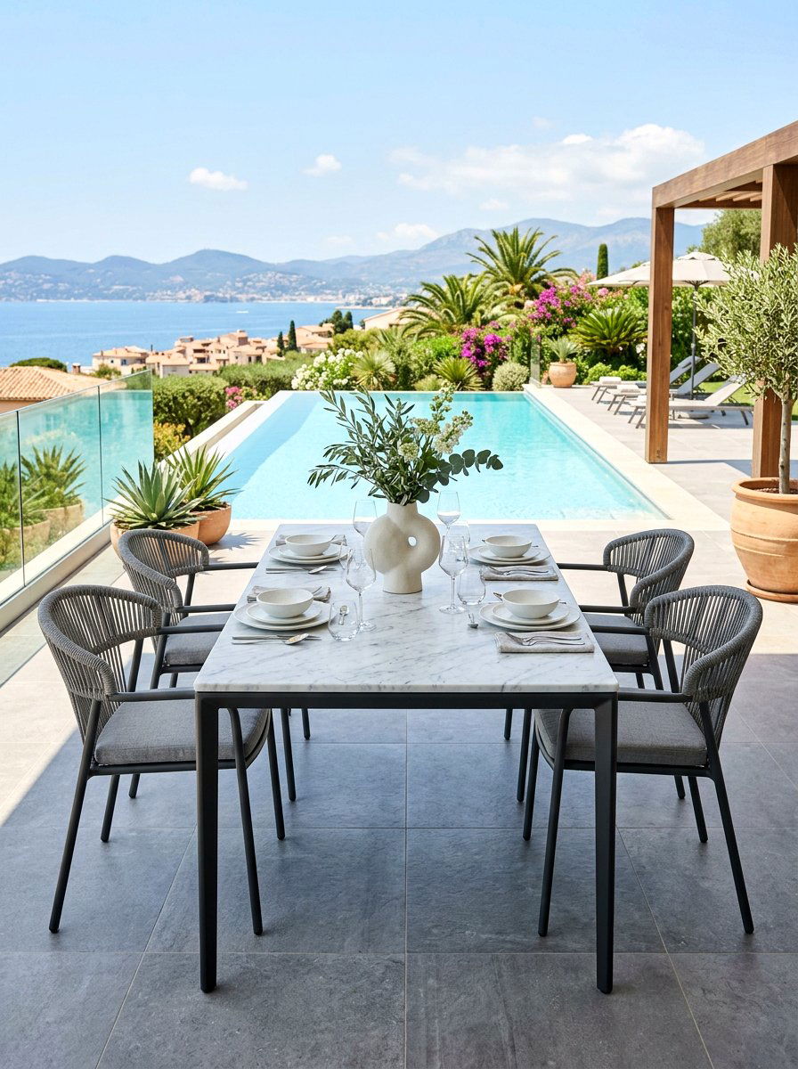 Marble top outdoor table - 25 Spring Outdoor Dining Table Ideas