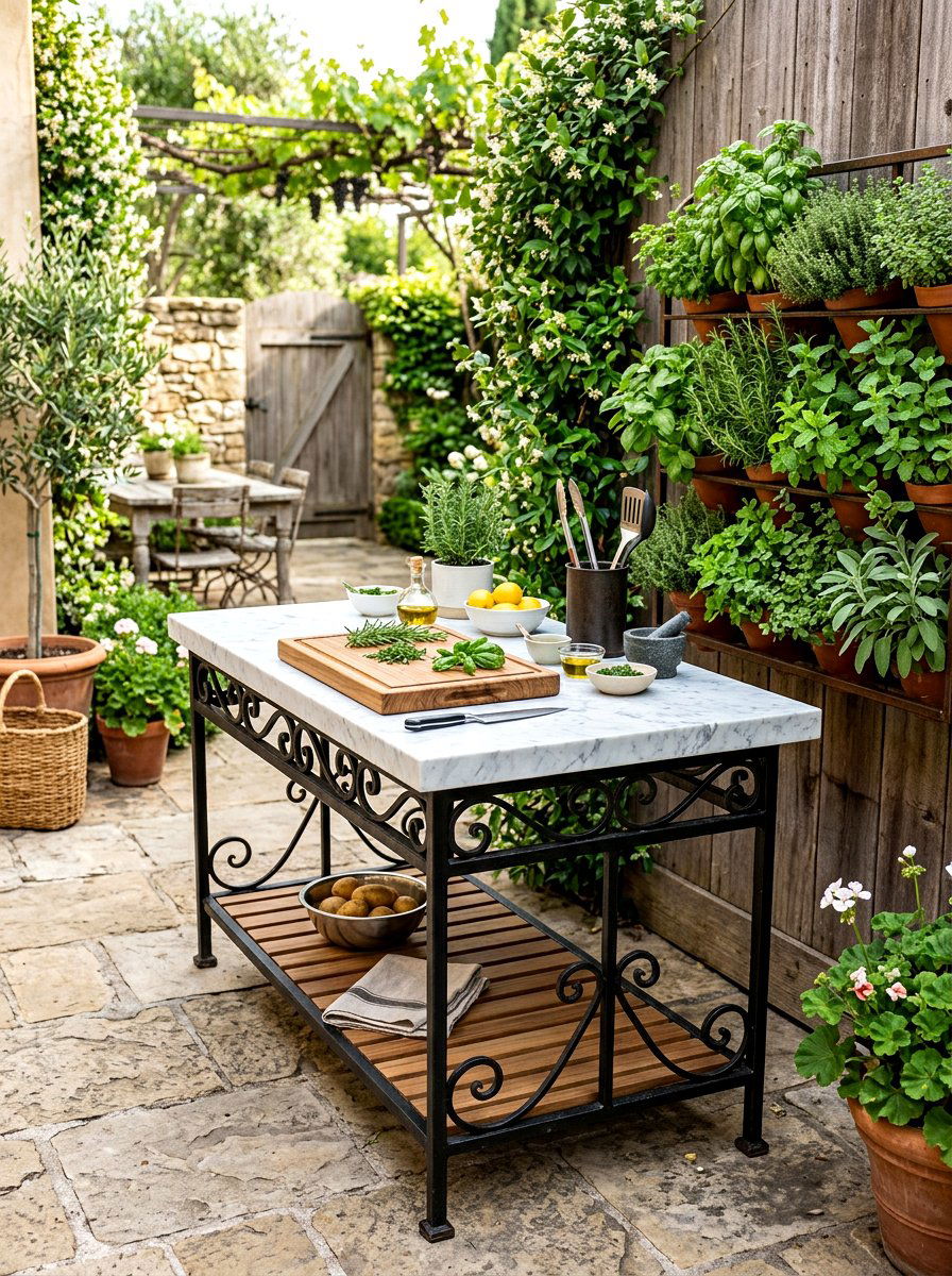 Marble top prep station - 25 Spring Outdoor Kitchen Decor Ideas