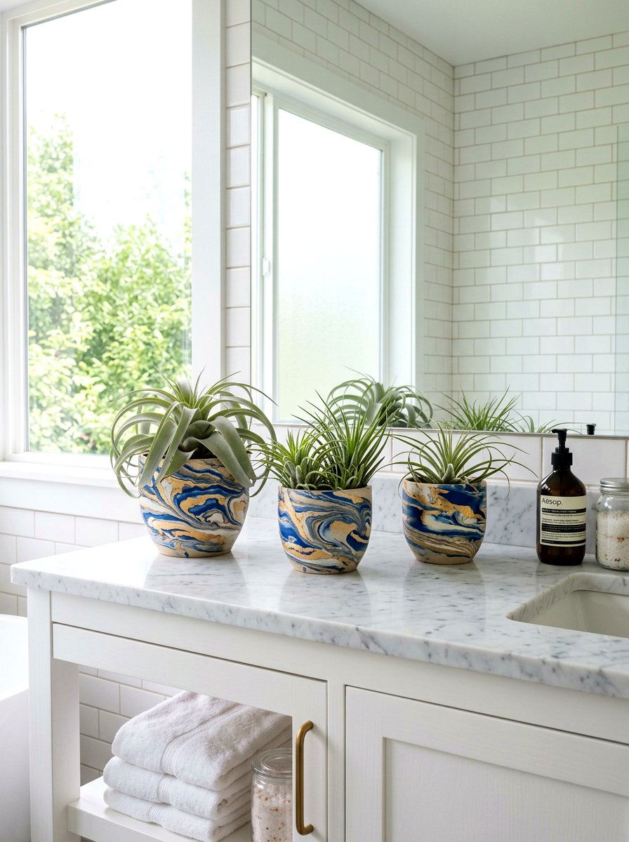 Marbled Clay Pot - 25 Spring Decorated Pot Ideas