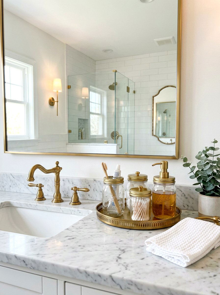 Mason Jar Bathroom Set - 25 Spring Mason Jar Craft Ideas