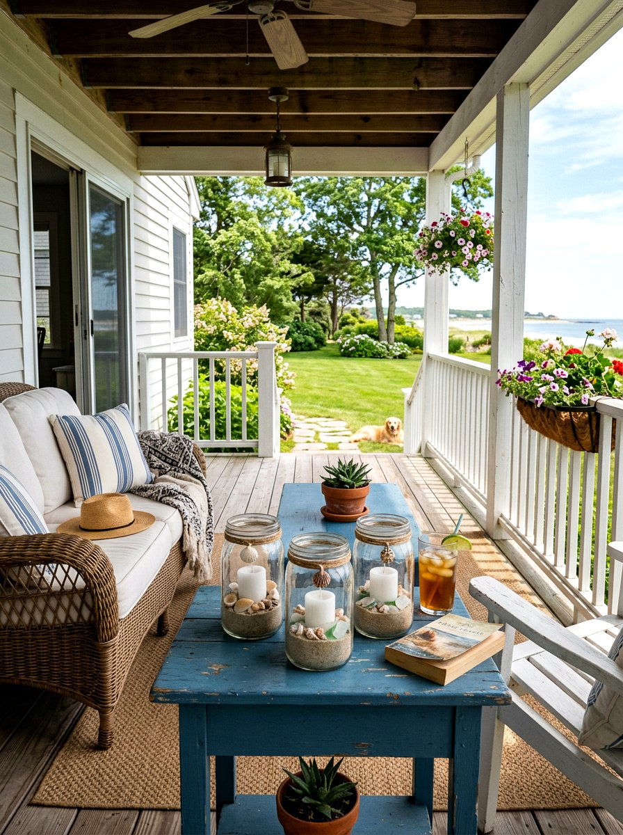 Mason Jar Beach Candle - 25 Spring Candle Holder Ideas