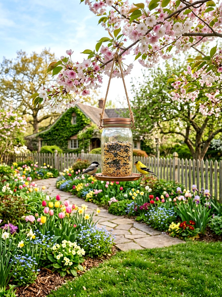 Mason Jar Bird Feeder - 25 Spring Mason Jar Craft Ideas