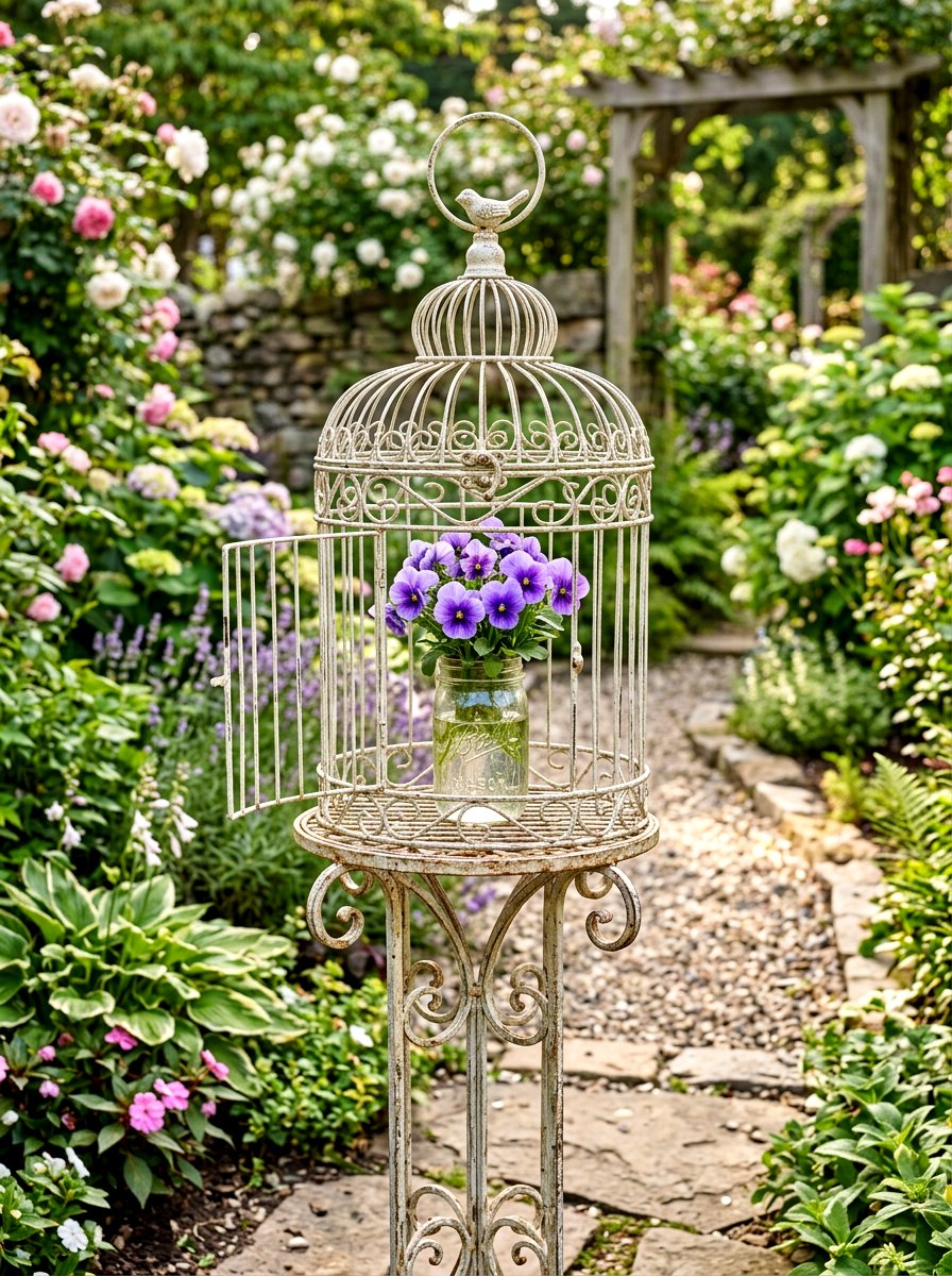 Mason Jar Birdcage Centerpiece - 25 Spring Mason Jar Flower Ideas