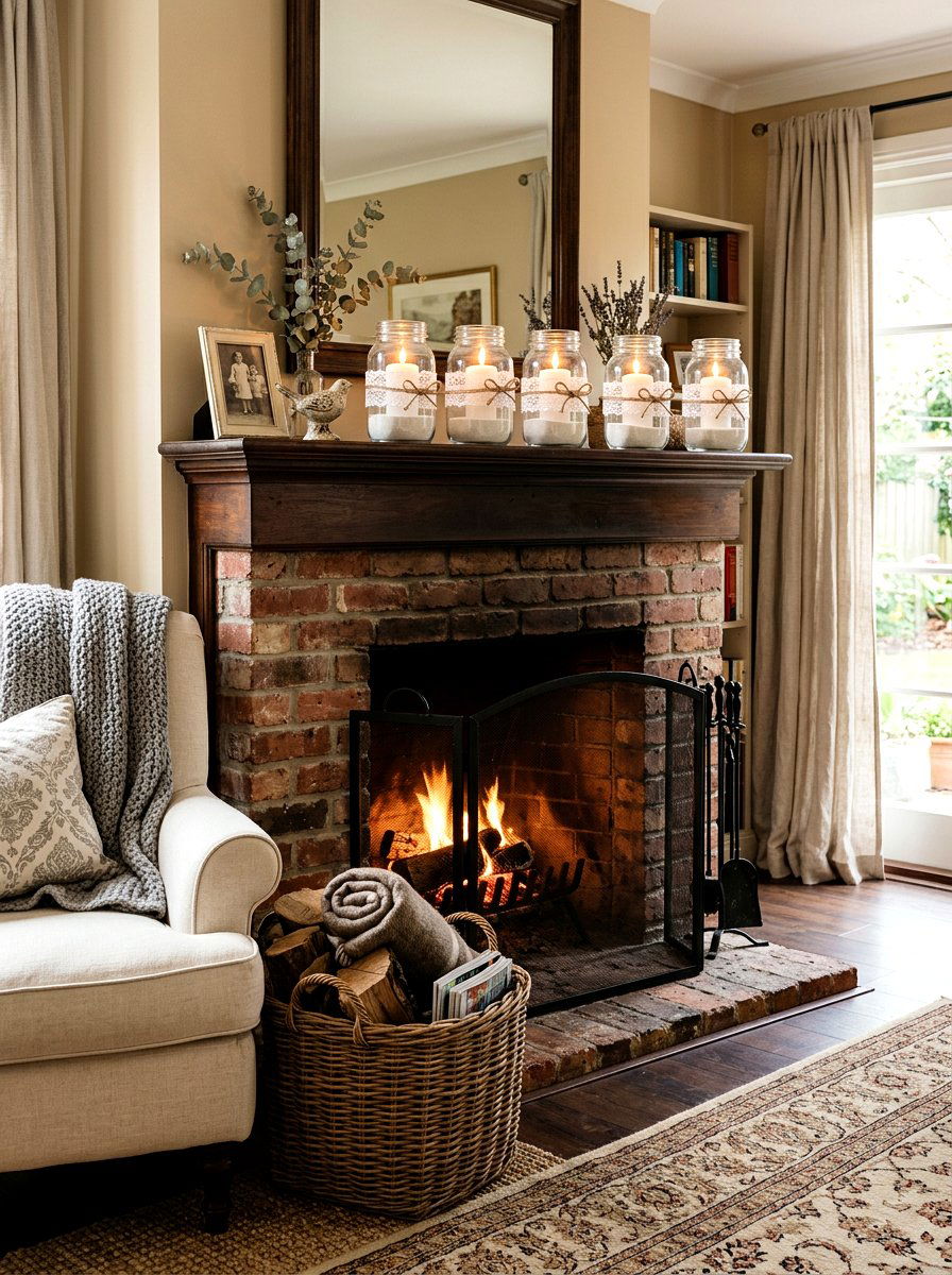 Mason Jar Candle Holder - 25 Spring Mason Jar Decor Ideas