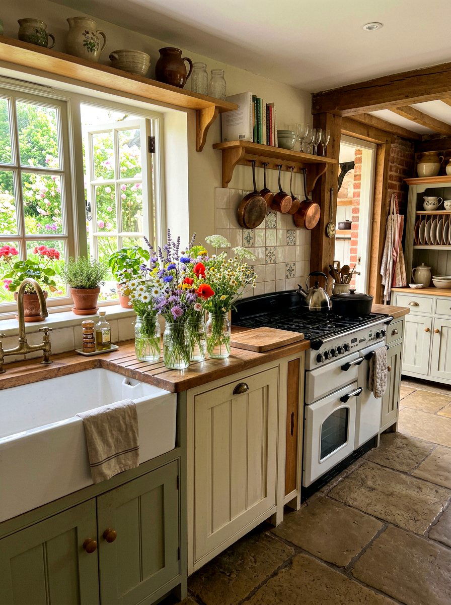 Mason Jar Floral Display - 25 Spring Stove Decor Ideas