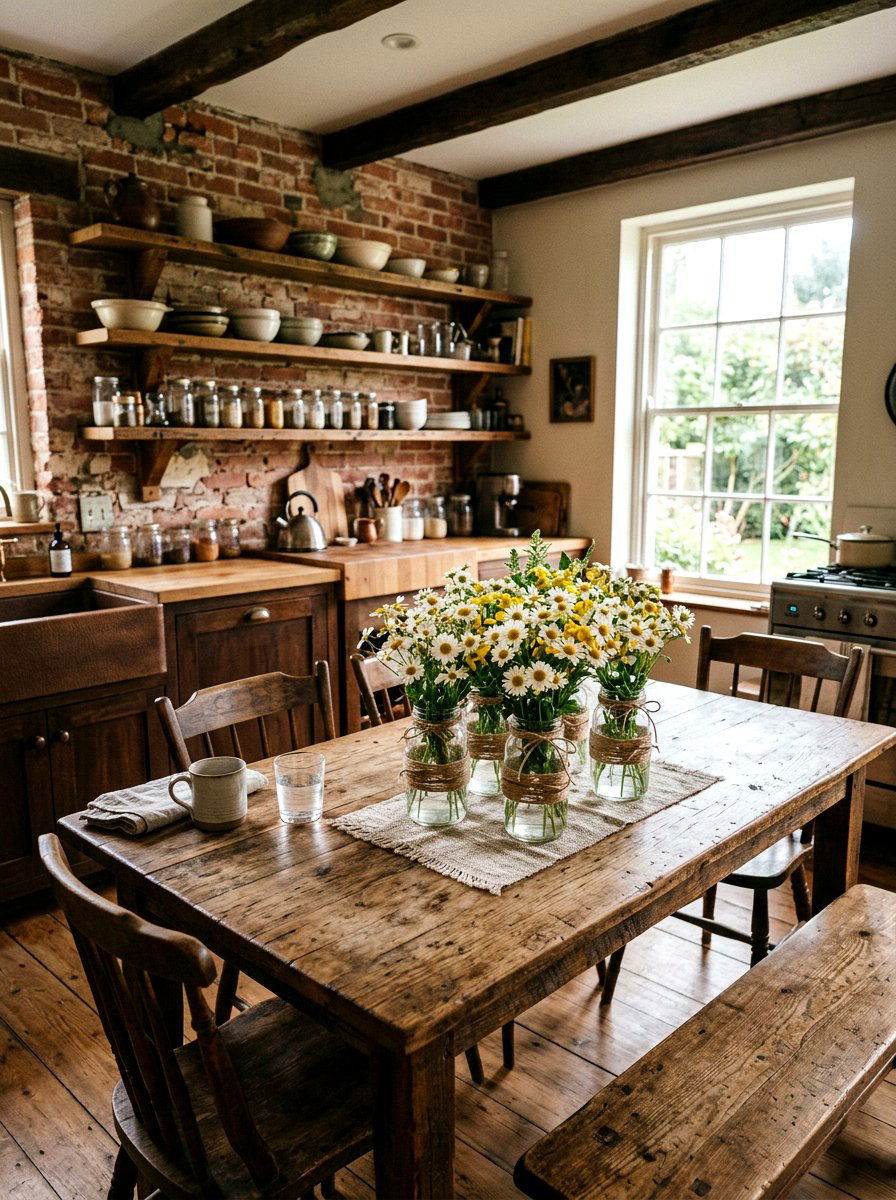 Mason Jar Floral Grouping - 25 Spring Kitchen Table Centerpiece Ideas