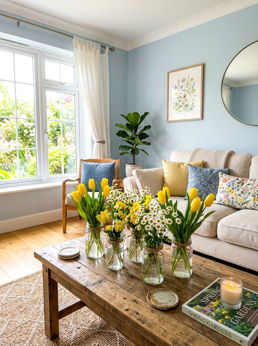 Mason Jar Flower Vase - 25 Spring Mason Jar Decor Ideas