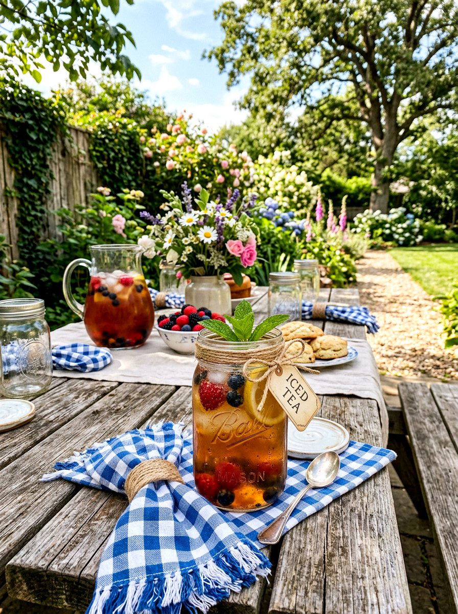 Mason Jar Glassware - 25 Spring Tea Party Table Ideas
