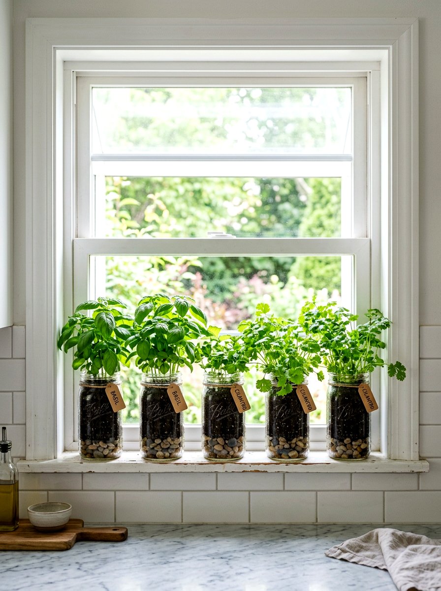 Mason Jar Herb Garden - 25 Spring DIY Craft Ideas
