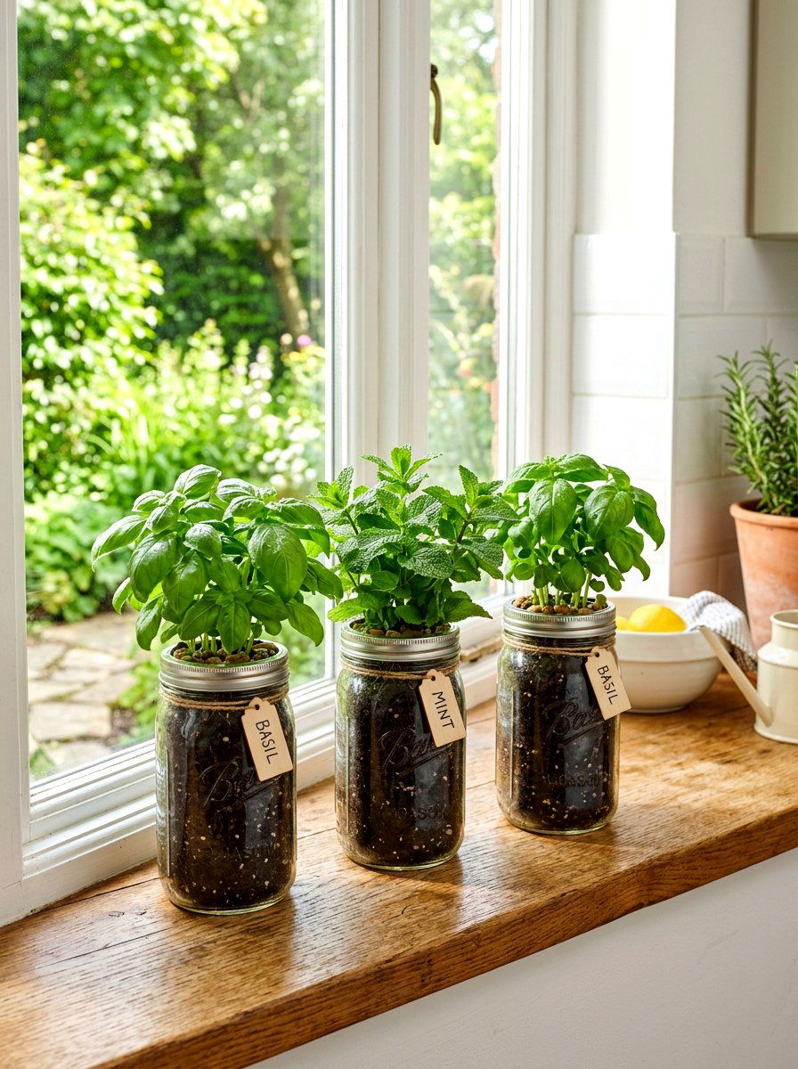 Mason Jar Herb Garden - 25 Spring DIY Terrarium Ideas
