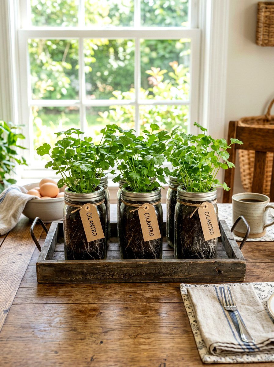 Mason Jar Herb Garden - 25 Spring Herb Decor Ideas