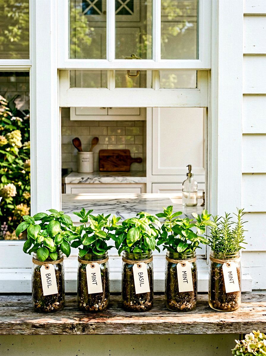 Mason Jar Herb Garden - 25 Spring Mason Jar Decor Ideas