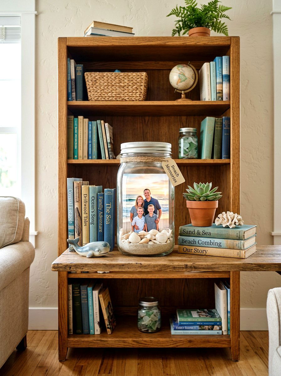 Mason Jar Photo Frame - 25 Spring Mason Jar Decor Ideas