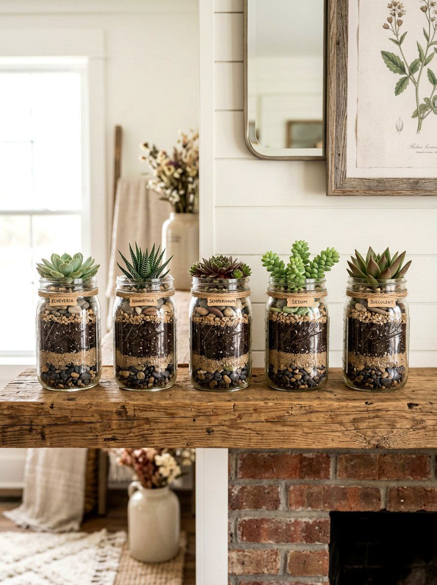 Mason Jar Succulent Planter - 25 Spring Succulent Planter Ideas